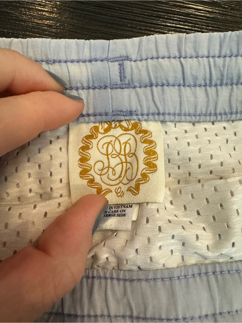The Beaufort Bonnet Company Blue and White Striped Kids 3T Swim Trunks